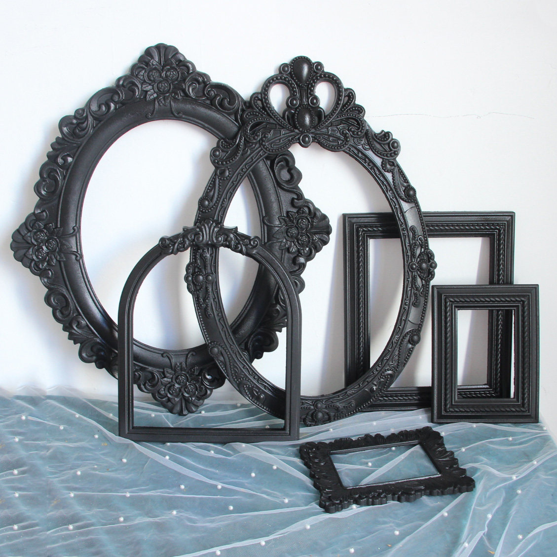 黑色欧式复古相框中空相框高级感小众摆台实木装裱空框画框边框