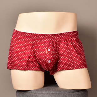 SEOBEAN希宾男士阿罗裤雪花碎花家居裤低腰U凸囊兜纽扣纯棉平角裤