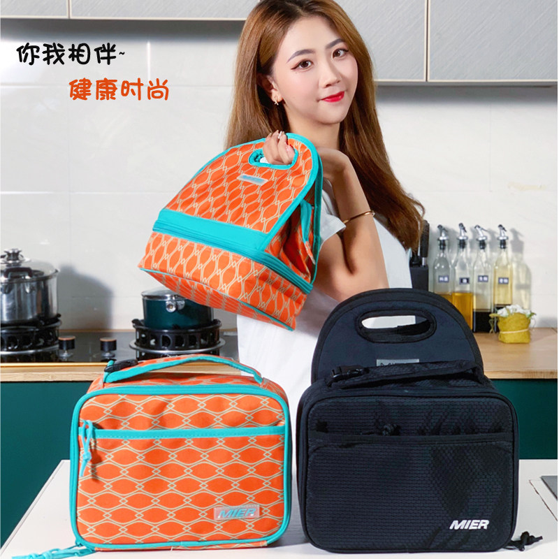 西式饭盒手提包女加厚双层保温袋保冷时尚手拎便当包防水外出饭包