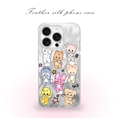 韩系可爱简笔画猫狗用于iPhone17pro/16promax手机壳华为mete80一加13磁吸vivoS30羽纱红米K80小米17OPPO