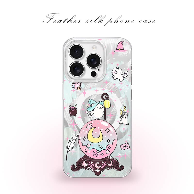 魔法巫师水晶球猫咪用于iPhone17pro/16promax手机壳华为mete80一加13磁吸vivoS30羽纱红米K80小米17OPPO