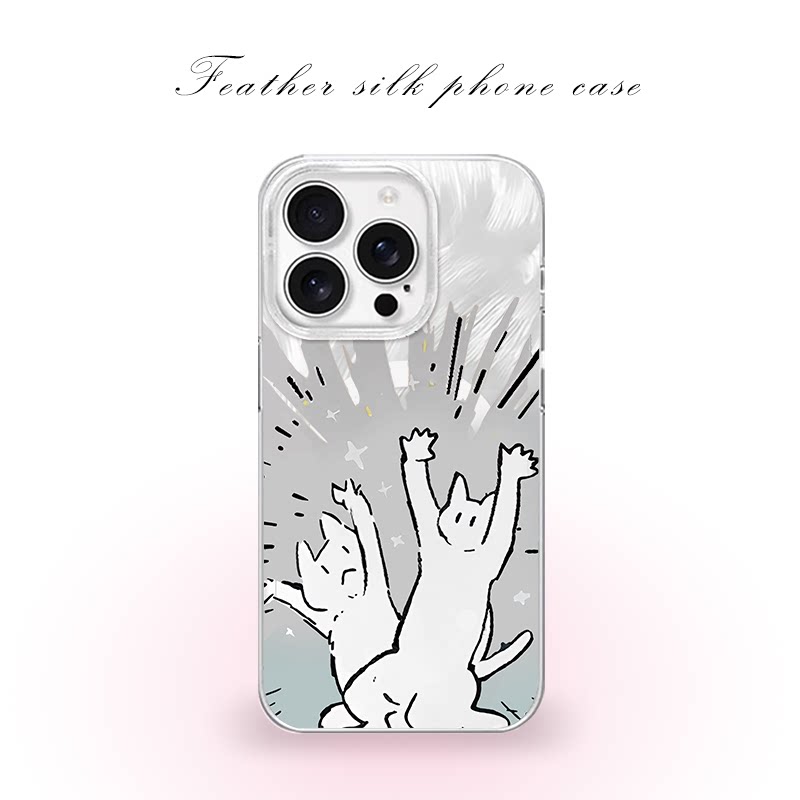ins风两只白猫用于iPhone17pro/16promax手机壳华为mete80一加13磁吸vivoS30羽纱红米K80小米17OPPO