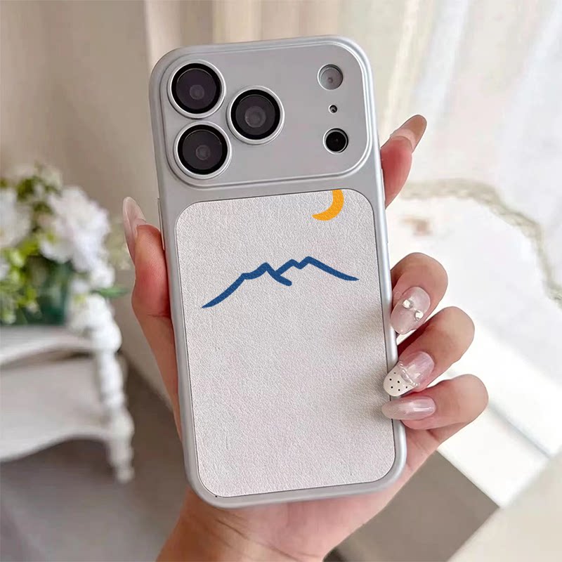 山川月牙适用于iPhone18promax/苹果17pro手机壳华为mete80—加13羊皮vivoS30自带镜头膜红米K80小米17OPPO