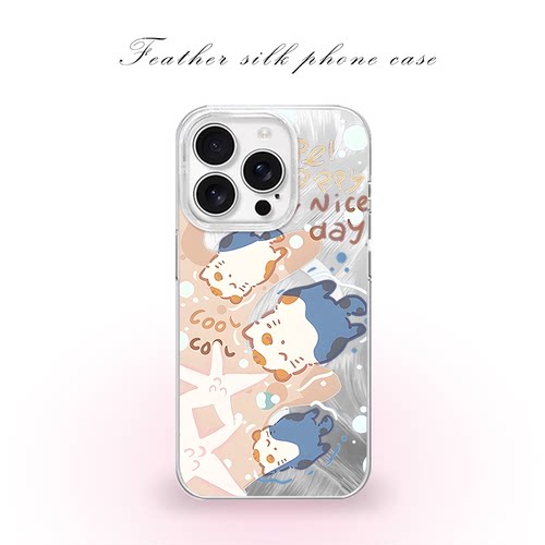 夏日海洋风卡通小猫用于iPhone17pro/16promax手机壳华为mete80一加13磁吸vivoS30羽纱红米K80小米17OPPO