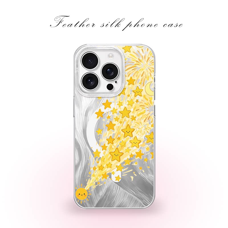 油画太阳星星用于iPhone17pro/16promax手机壳华为mete80一加13磁吸vivoS30羽纱红米K80小米17OPPO