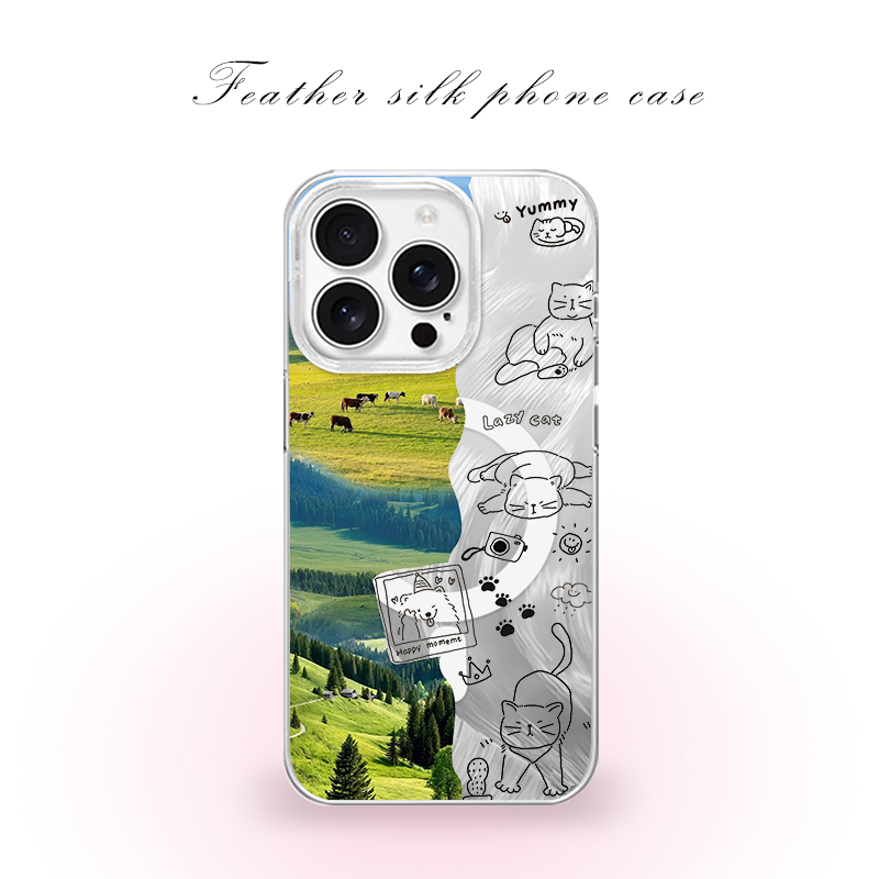 草原简笔画狗涂鸭星星适用于iPhone17pro/16promax手机壳华为mete80一加13磁吸vivoS30羽纱红米K80小米17OPPO