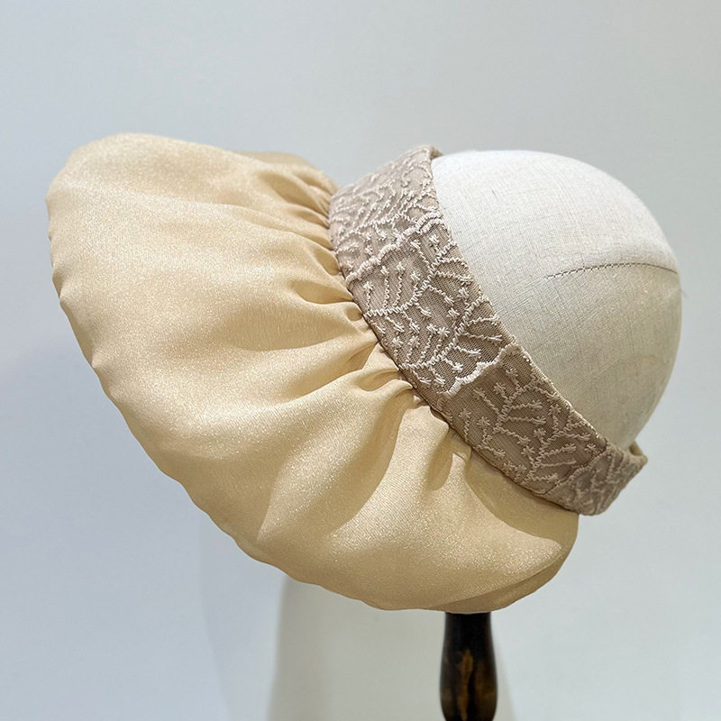 防晒空顶帽女蕾丝包边夏季可折叠大檐甜美遮阳帽防阳光气质百搭潮