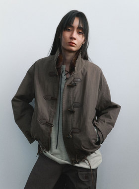 Funnel in复古盘扣百搭外套男女宽松休闲皮毛工装夹克
