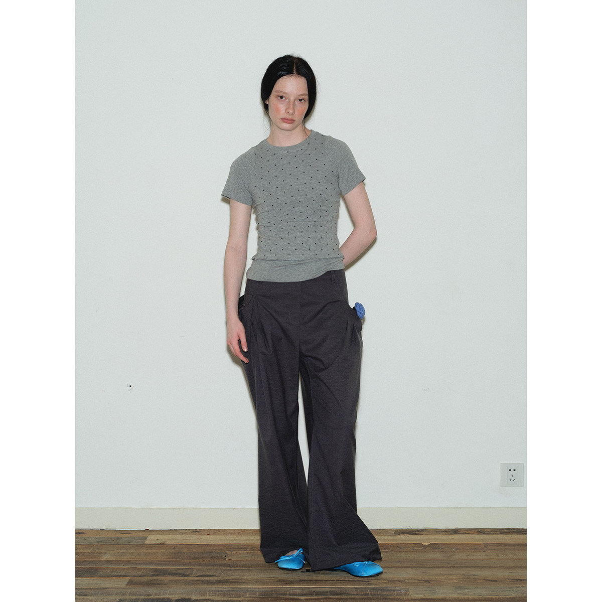 FUNNEL IN原创设计 三色波点短袖T恤女夏季圆领修身显瘦小众上衣