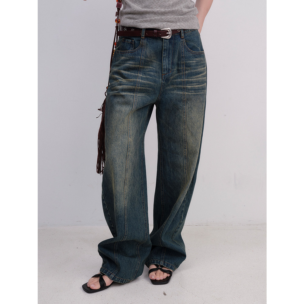 FUNNEL IN 浅色阔腿宽松直筒牛仔裤女夏薄款夏日松弛感垂感拖地裤