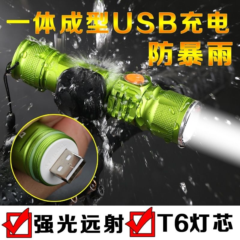 夜骑t6自行车灯车前灯USB充电强光LED手电筒山地车骑行装备配件