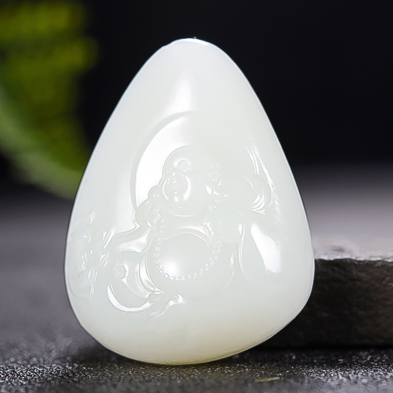 一细22.23克羊脂白玉弥勒佛吊坠