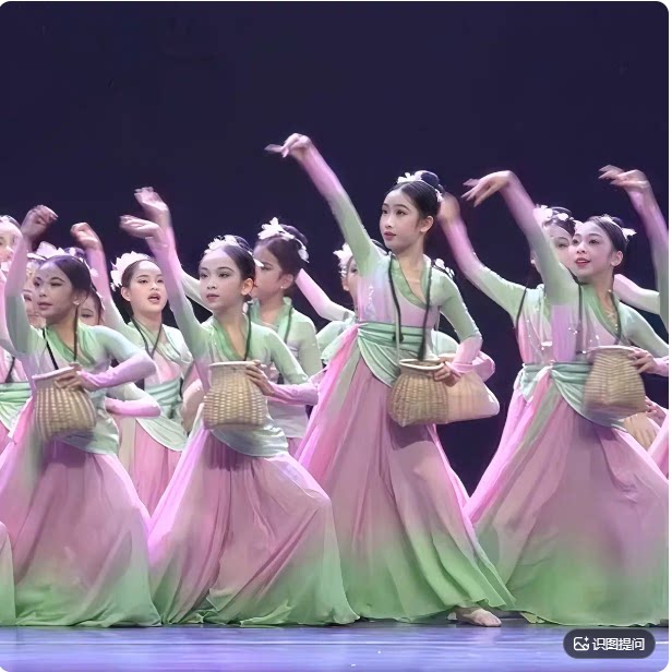 一叶春茶儿童古典舞演出服背篓采茶姑娘舞蹈服少儿群舞古风表演服图片