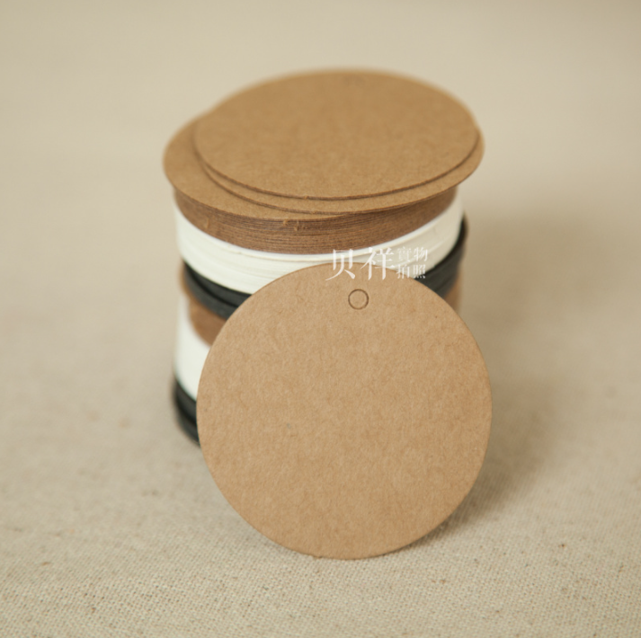 小标签100枚牛皮纸圆形空白