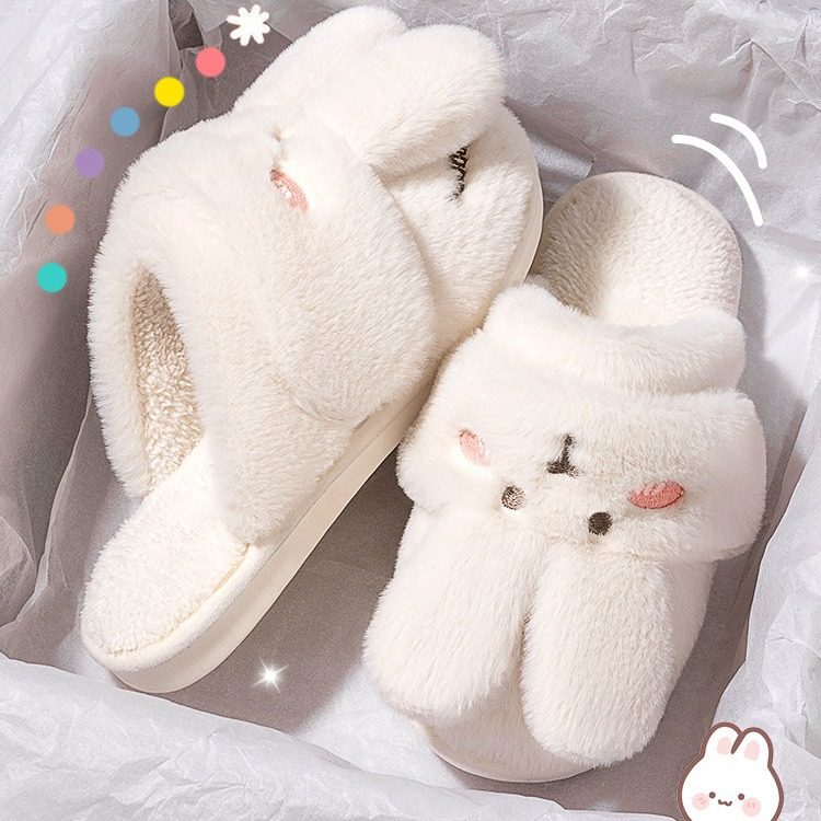 棉拖鞋女冬季2025新款室内家居情侣毛绒可爱兔子毛毛拖鞋女士冬款