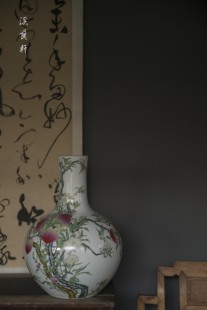 仿清乾隆粉彩九桃纹天球瓶   溪兰轩瓷器礼品花瓶花插摆件送礼