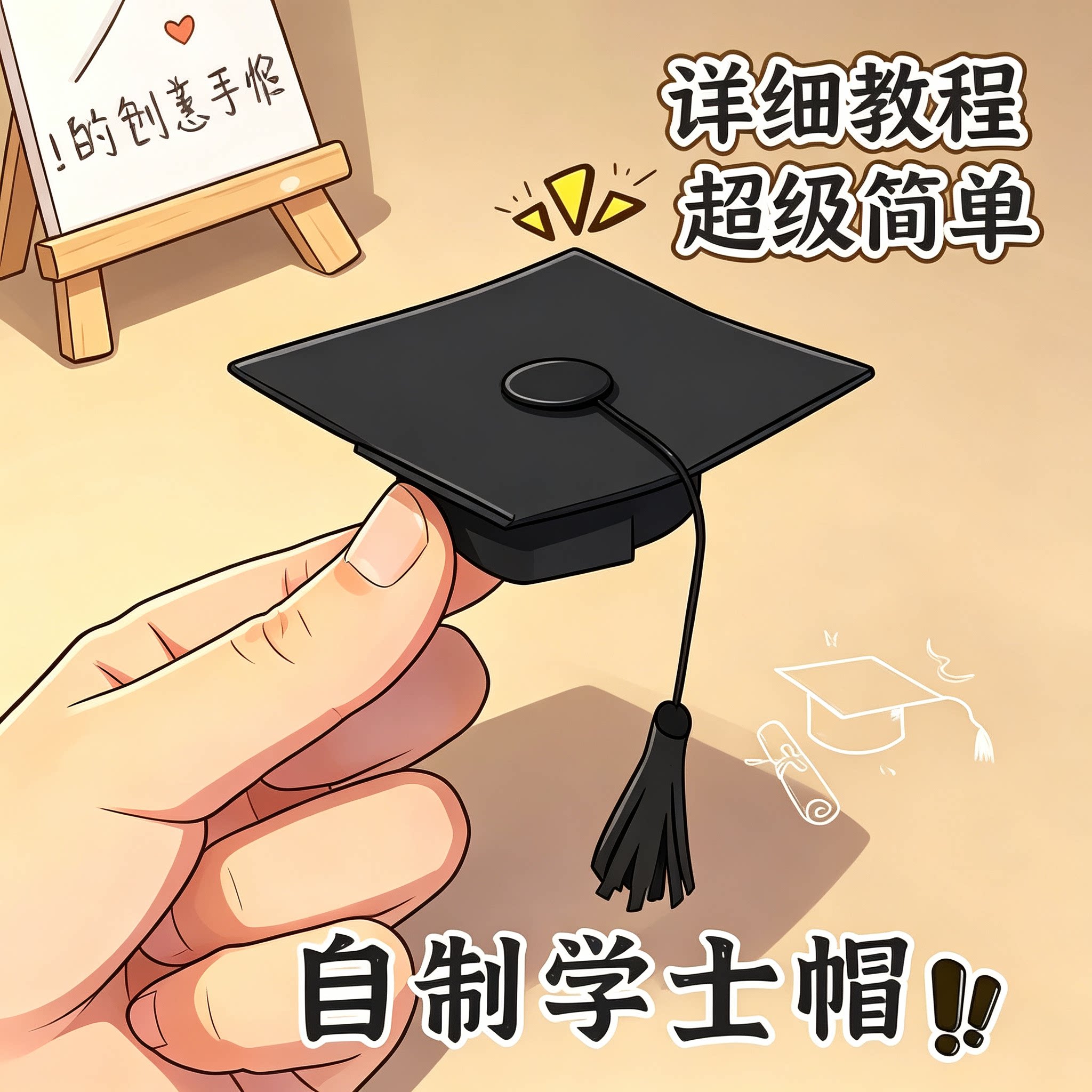自制学士帽折纸教程毕业季手工diy迷你学士帽步骤教学资料