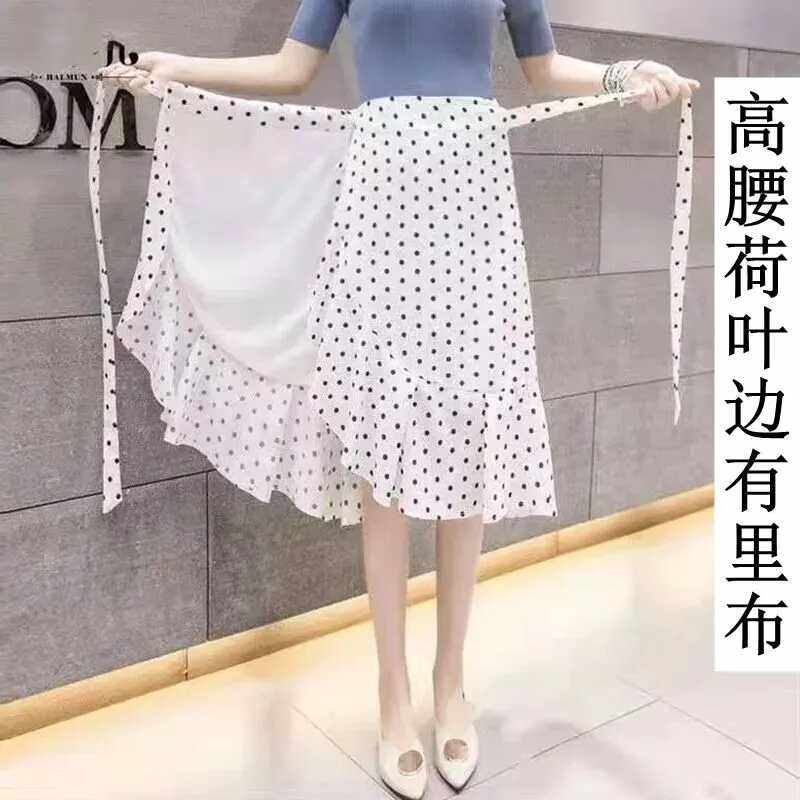 2024年新款波点雪纺高腰半身裙图片