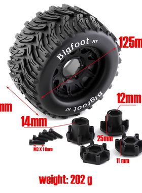 1:10大脚轮胎traxxas田宫HPI京商arrma竞速赛卡车轮毂12-14mm P1