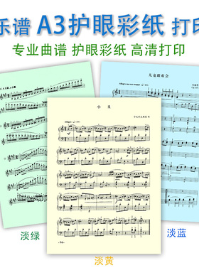 琴谱打印钢琴小提琴专业曲谱A3乐谱本夹 护眼彩纸曲谱可修改谱纸
