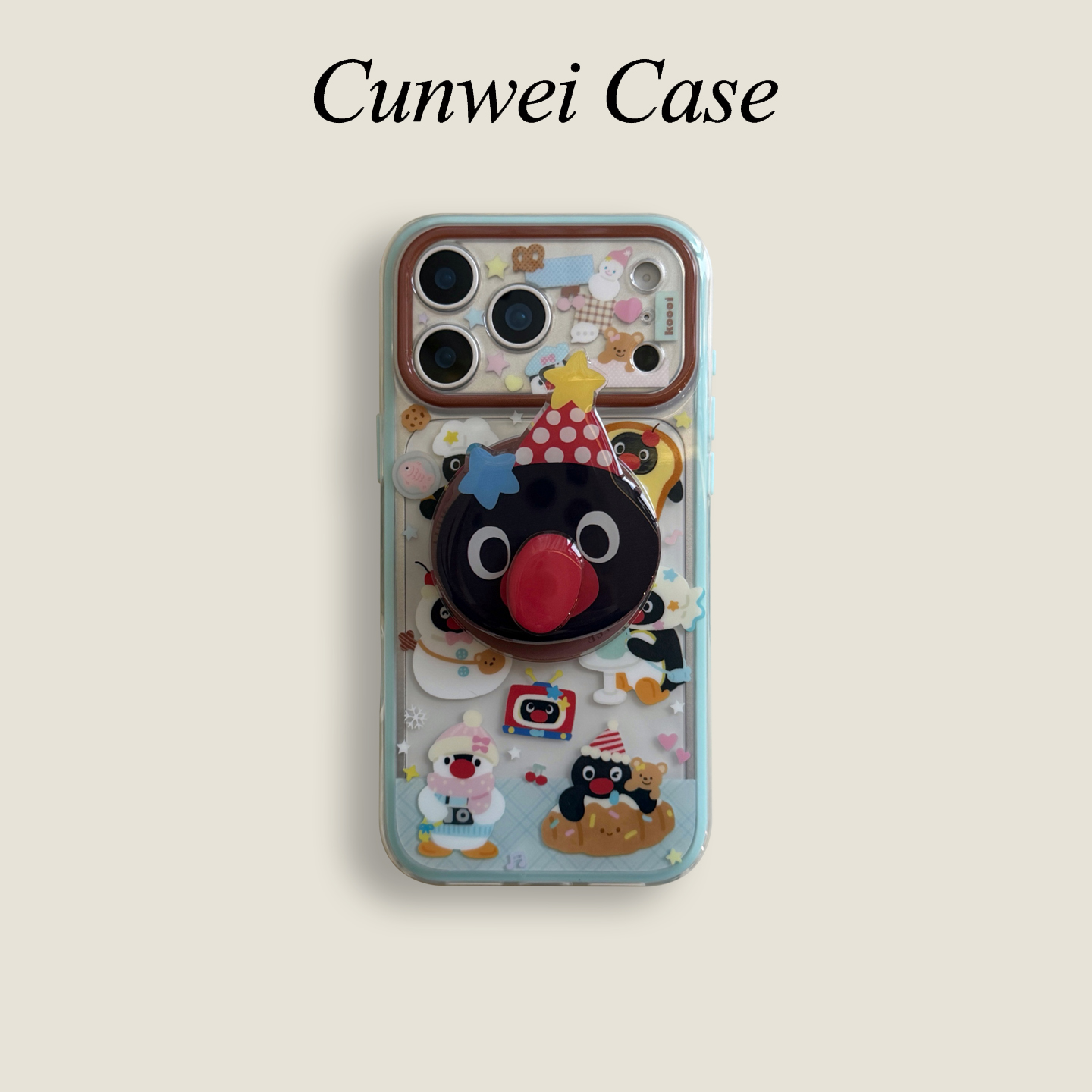 适用iphone17promax手机壳可爱卡通吐司雪人企鹅苹果16新款15磁吸支架14pro女款13超火15promax二合一保护套