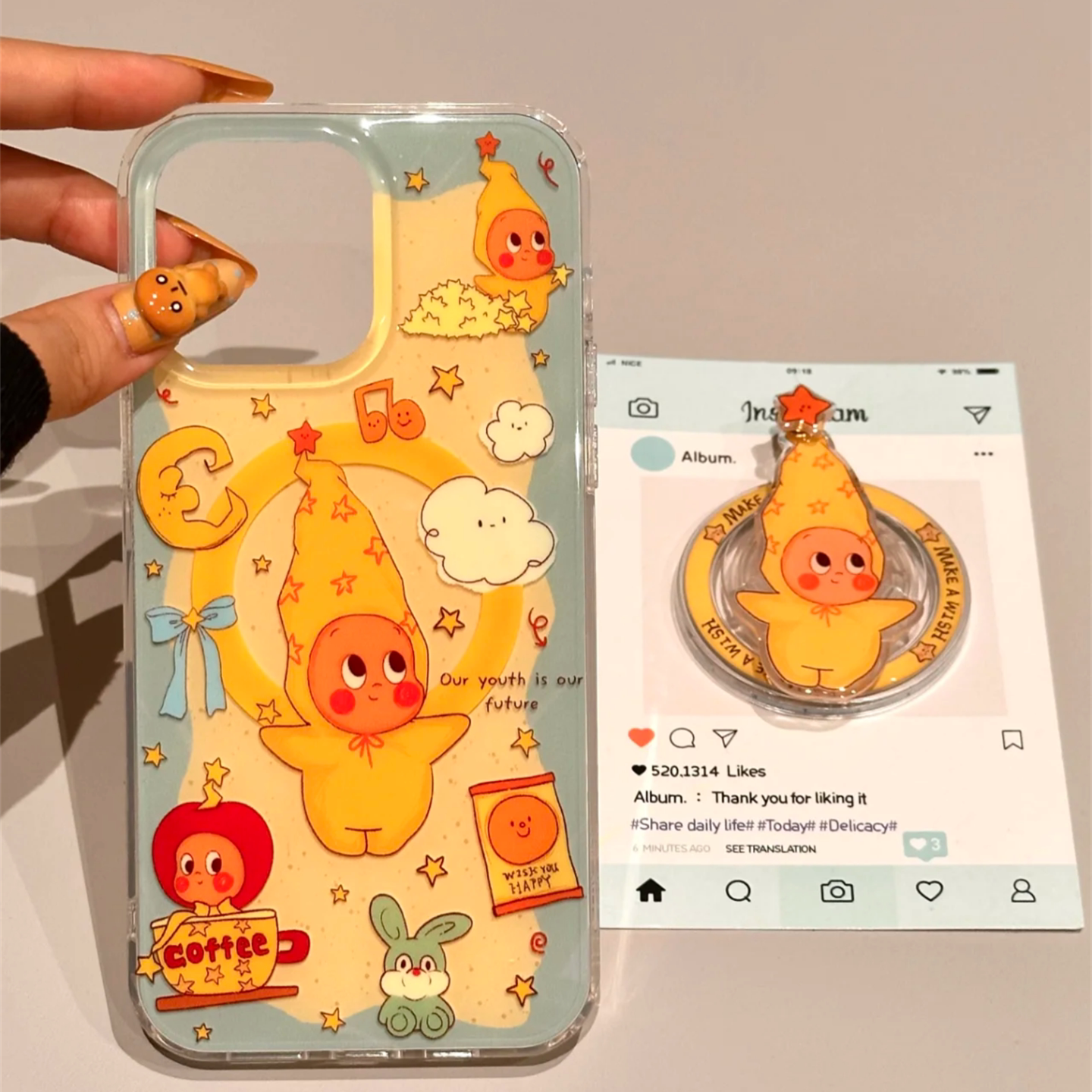 可爱卡通星星人磁吸支架壳适用iphone16pro手机壳苹果16新款15创意14pro女款13超火15promax防摔保护套