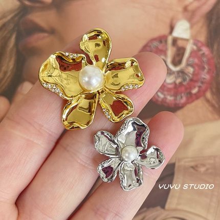 高档小香风花朵金属纽扣貂皮大衣装饰扣西装外套服装百搭金色扣子