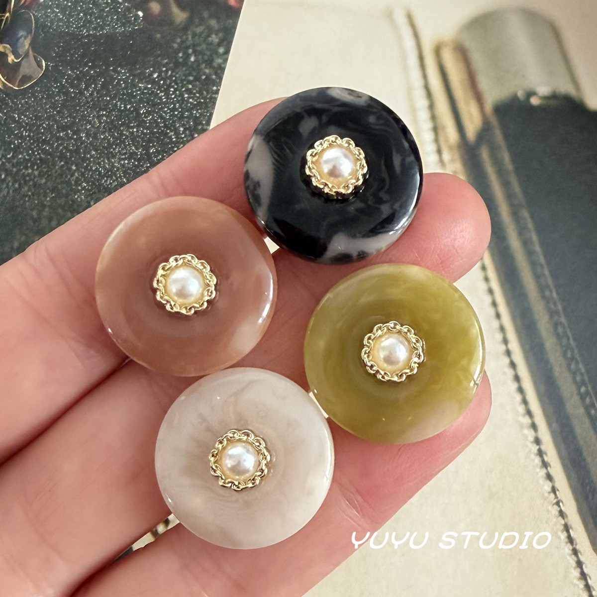 新中式链条仿玉钮扣国风大衣旗袍装饰扣毛衣开衫连衣裙百搭上衣扣