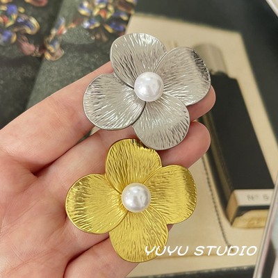 超大四瓣花珍珠钮扣貂皮大衣皮草装饰扣西服外套风衣毛衣金属扣子