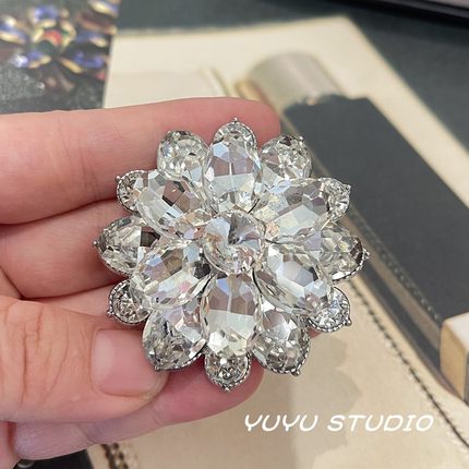 重工轻奢太阳花镶钻扣子裘皮大衣皮草外套鞋帽装饰扣西服外套扣子