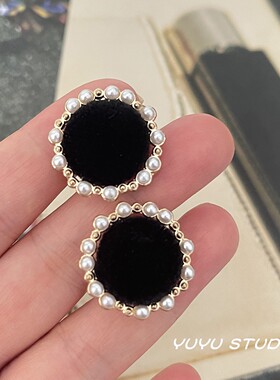 YUYU小香风珍珠植绒纽扣双面呢大衣西服装饰扣毛衣开衫连衣裙扣子