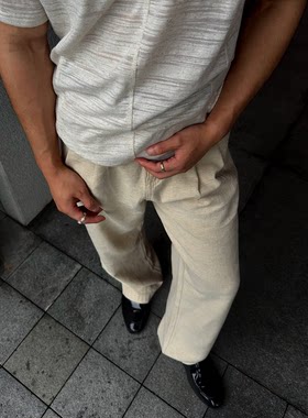 【亚麻花纱】乱针肌理感毛边短袖