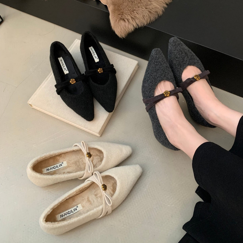 内增高玛丽珍单鞋女加绒保暖棉鞋