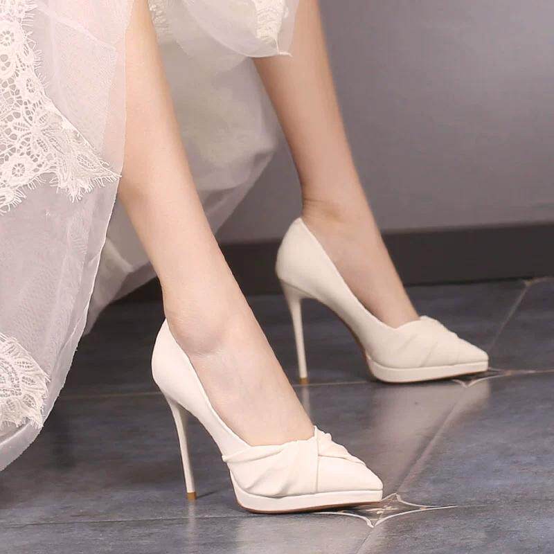 尖头细跟防水台走秀高跟鞋女2025春大东新款绝美真皮浅口气质单鞋