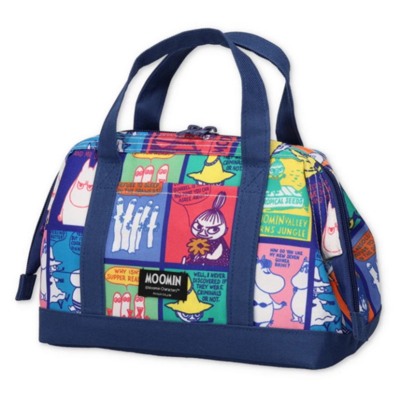 日系新款姆明亚美手提包卡通可爱保温包便携饭盒便当包午餐收纳包