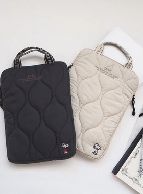 日系新款史努比卡通电脑包便携简约手提ipad包夹棉平板电脑保护包