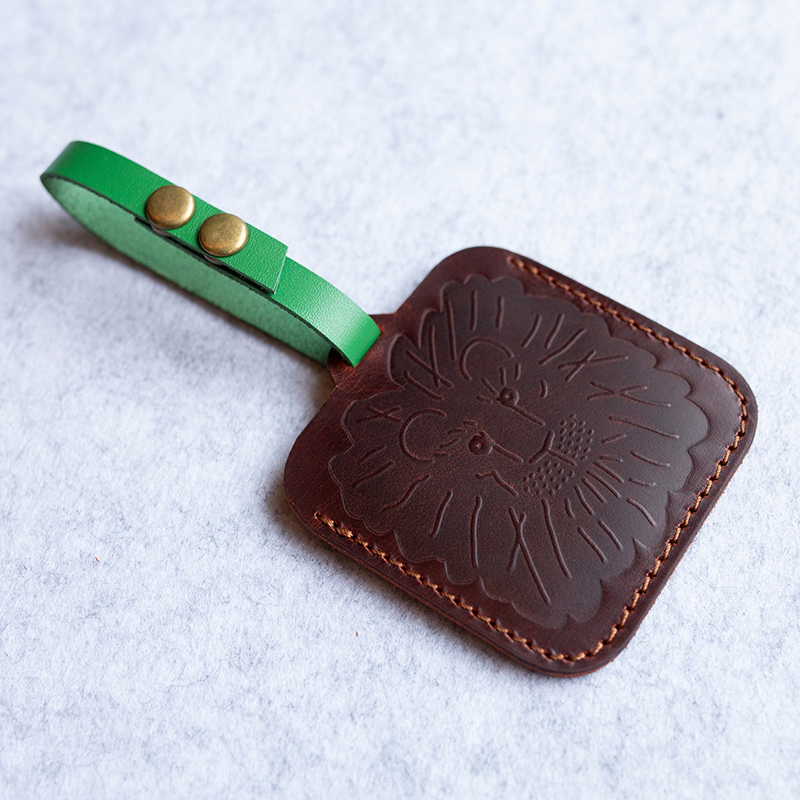 新款手工头层牛皮门禁卡套创意真皮圆形公交卡电梯卡皮套包包挂件