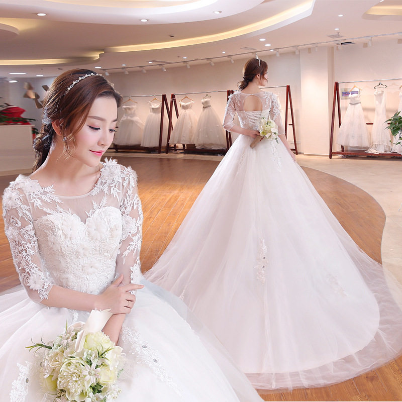 婚纱礼服2019新款韩式鱼尾修身 中袖小拖尾新娘收腰显瘦G19 一字|msdalam kategori Butik wanita / wanita, perkahwinan/Cheongsam/pakaian, perkahwinan - dari Buy2taobao.com untuk memberikan perkhidmatan ejen Taobao profesional membeli