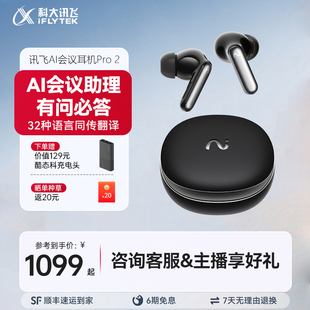 科大讯飞AI会议耳机Pro2录音实时翻译无线蓝牙耳机