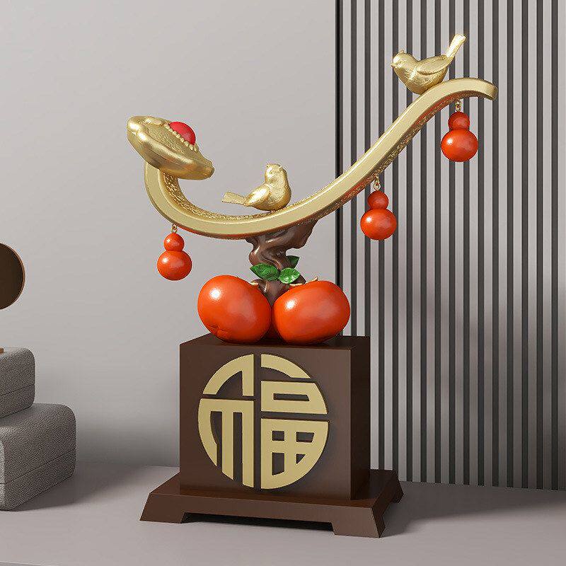 办公室摆件装饰礼品客厅摆设乔迁新居柿子事事如意新中式酒柜饰品