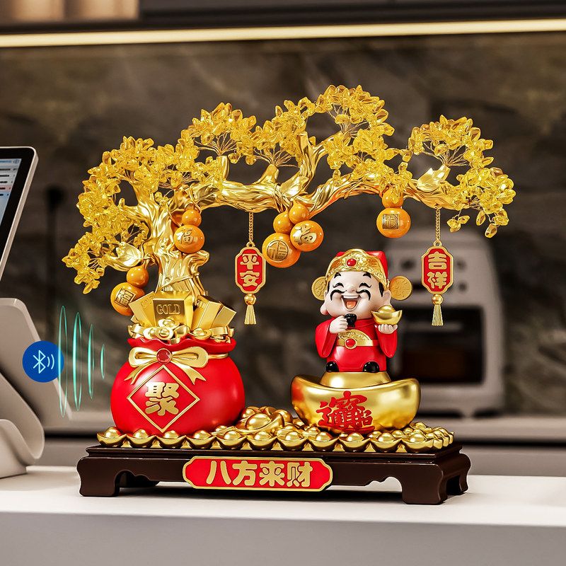 聚宝盆财神桌面摆件电视柜酒柜玄关办公室前台乔迁搬家开张礼物