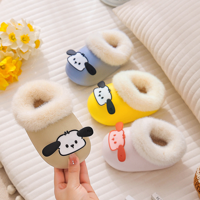 可拆卸内胆男女童棉拖鞋儿童女宝防水防滑秋冬加绒保暖防水毛拖