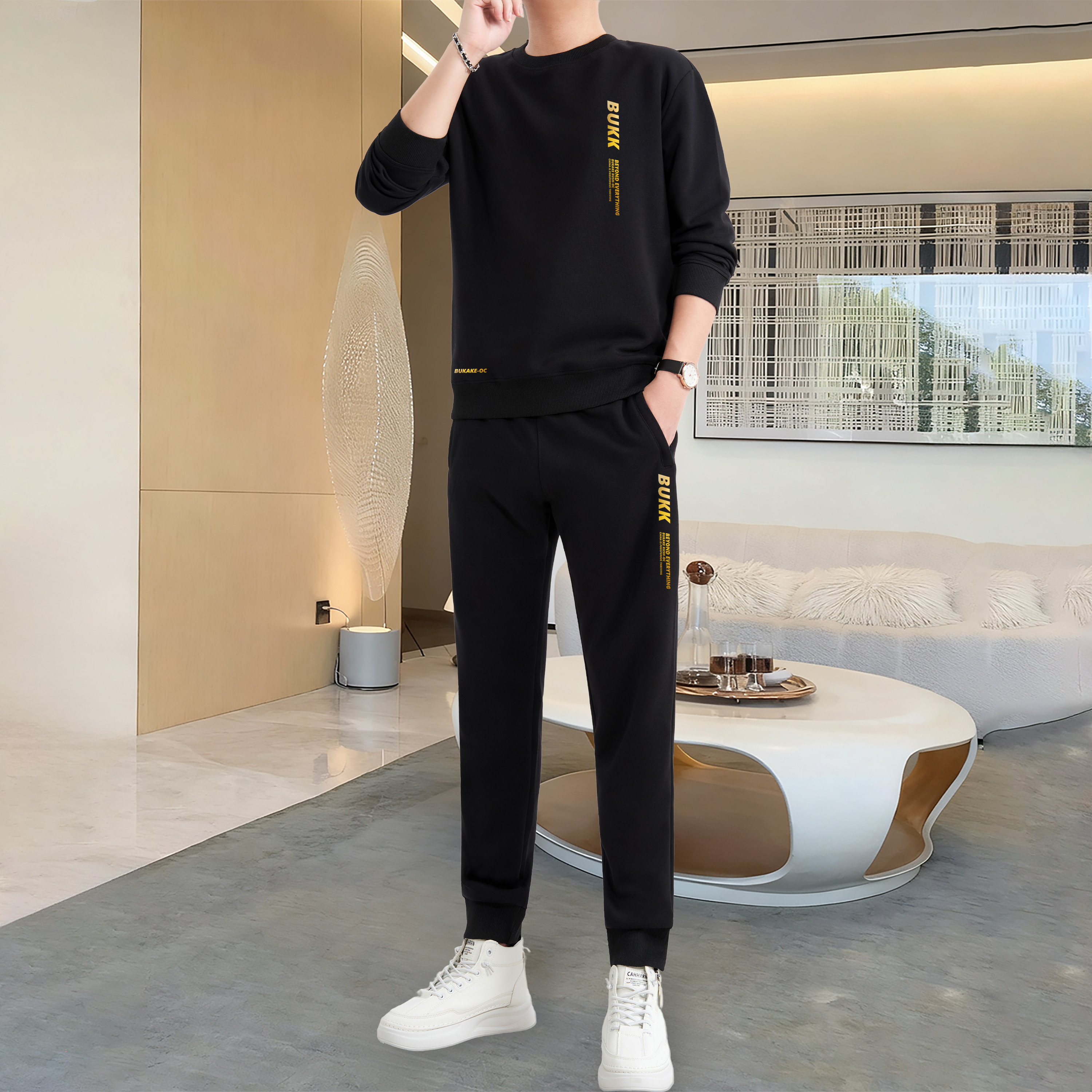 休闲运动套装男士2025春秋季新款潮牌帅气时尚卫衣搭配男生两件套