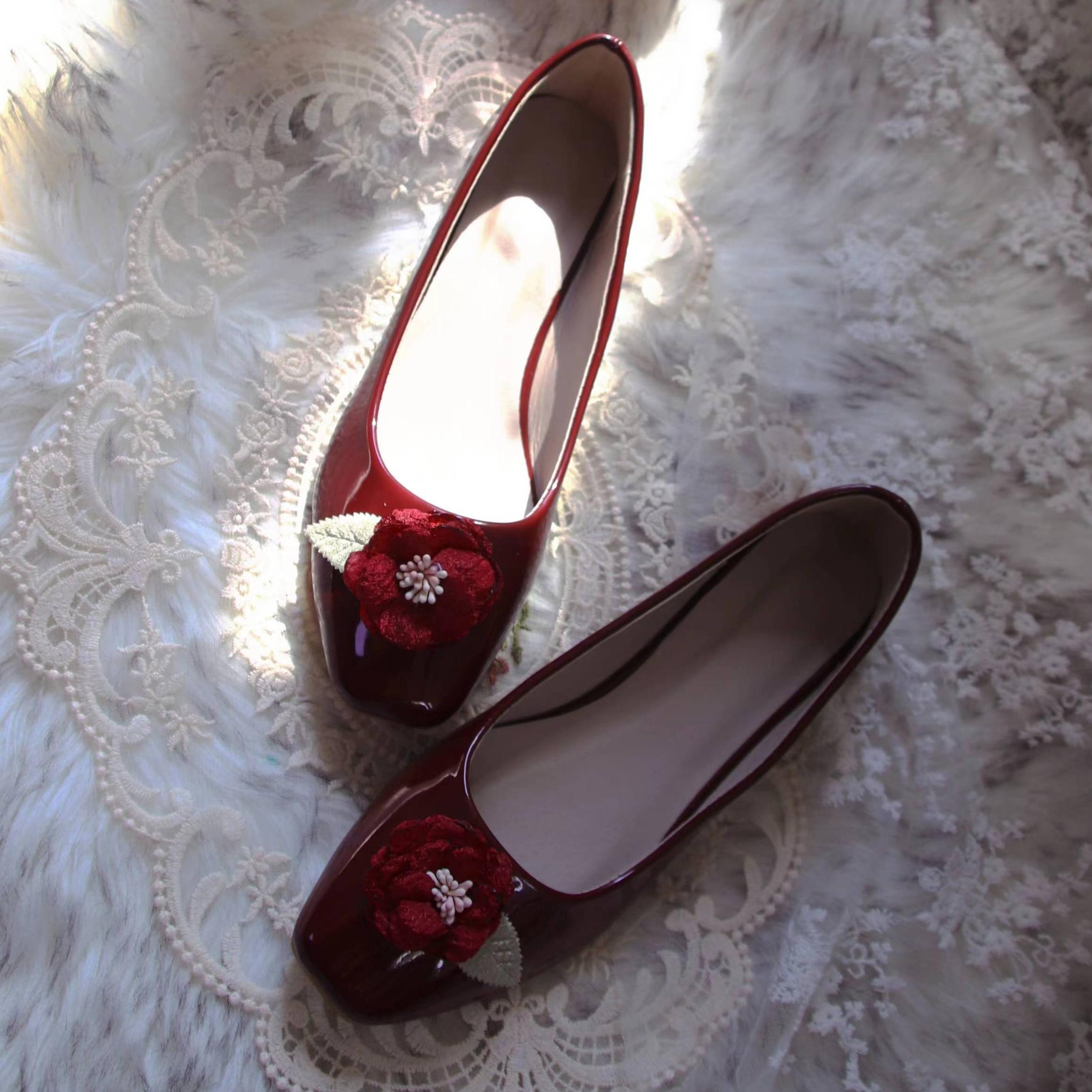 vintage甜瑶家复古平底漆皮单鞋