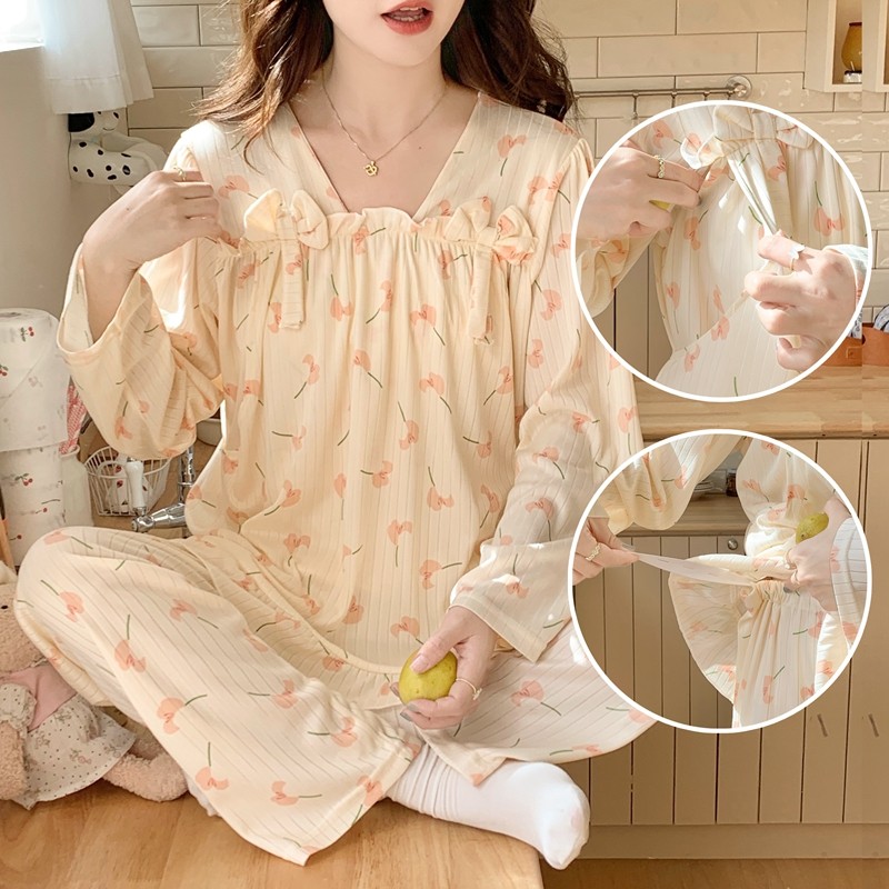新款长裤长袖春秋季孕妇家居服套装产后哺乳期喂奶睡衣产妇月子服,孕妇装/孕产妇用品/营养,家居服套装,淘宝优惠券,粉丝福利购,淘宝优惠卷