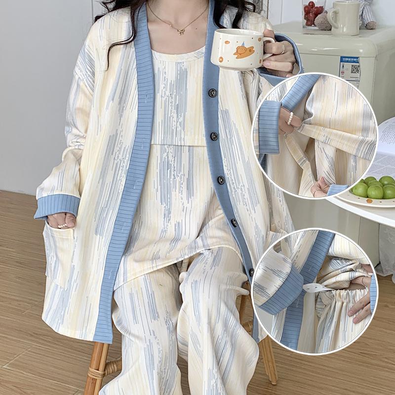 三件套超大码月子服孕妇哺乳睡衣