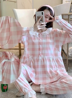 春秋款薄款长袖孕妇可爱夏睡衣