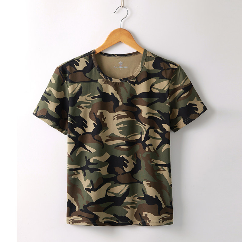 夏季迷彩t恤军迷汗衫军训短半袖宽松大码工作服圆领弹力男背心薄