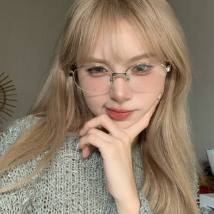 hucares自制「调性半框」平光装饰眼镜女圆脸韩版素颜神器防蓝光