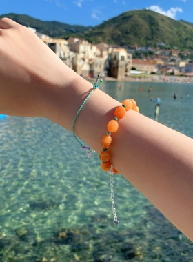 hucares 「柿柿如意」原创天然石撞色手链 纯手工手绳巨显白